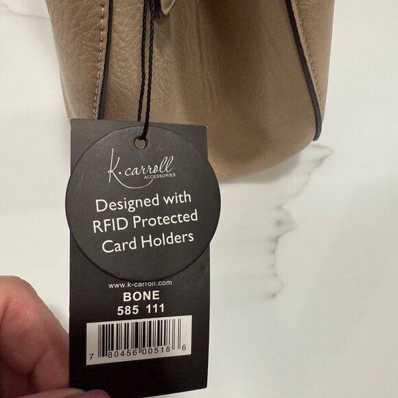 K. Carroll Crossbody Top Handle Convertible Purse RFID Bone Animal Print Lining - Picture 11 of 13